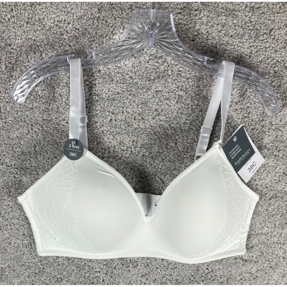 PARISIAN INTIMATES 38C‎ White Cushion Comfort Wirefree Seamless Molded Cup Bra